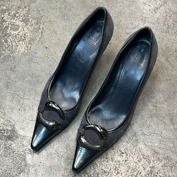 Stuart Weitzman, charcoal suede, and Patent pumps - Picture 3 of 7
